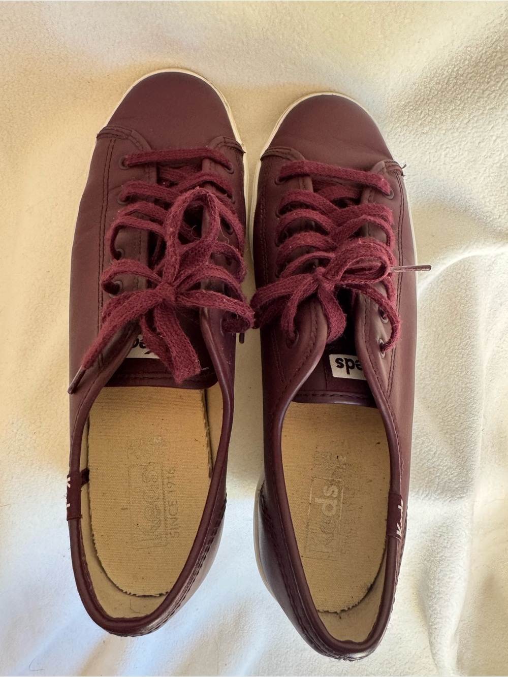 Keds Burgundy Leather Platform Sneakers Women’s 8.5 Wine - Picture 5 of 7
